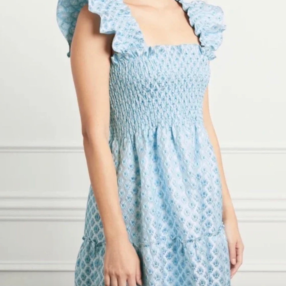 Hill House Home Ellie Nap Dress in Snowflake Blue Brocade
